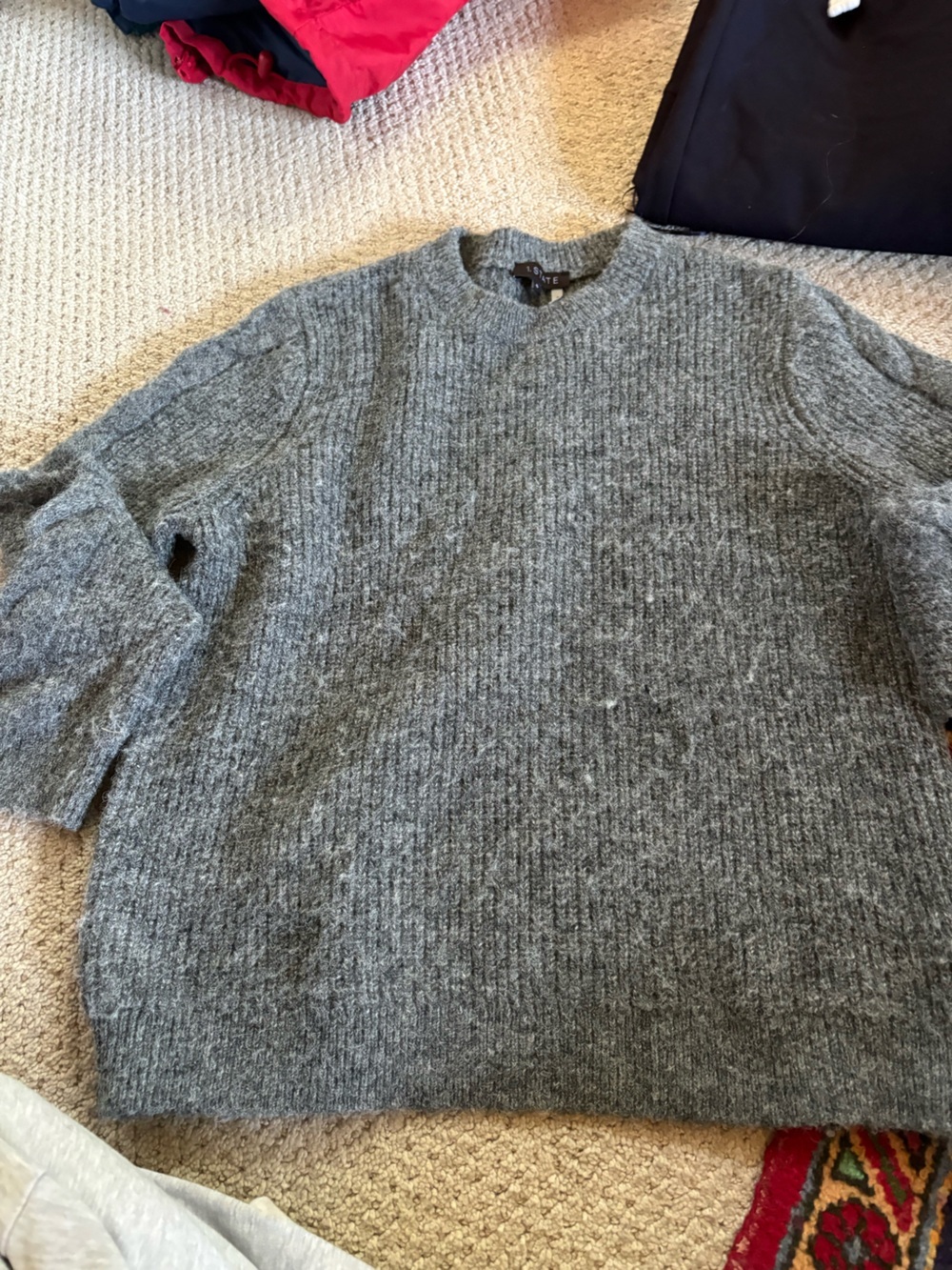 1. State Women's Wool Gray Crewneck Sweater - Picture 5 of 6